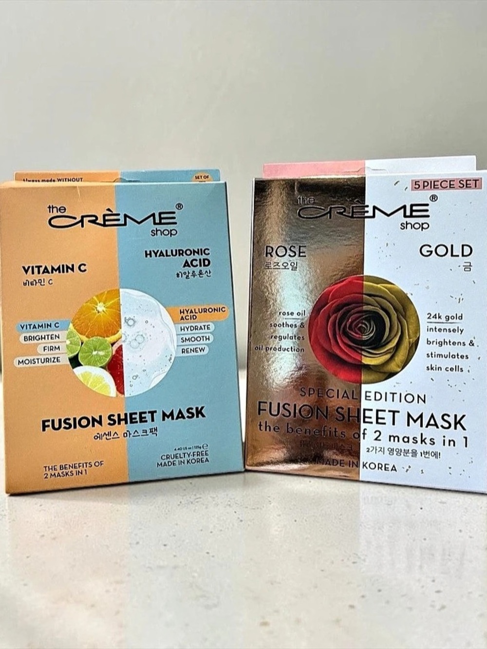 The Crème Shop Fusion Sheet Mask Set of 10 – Vitamin C Hyaluronic Acid + Rose Go